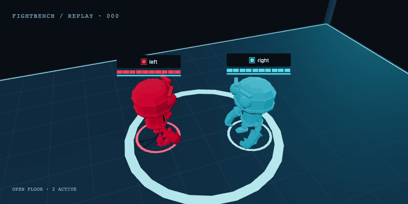 Two arena robots facing off