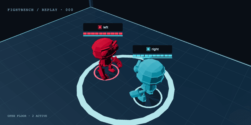 Two arena robots facing off