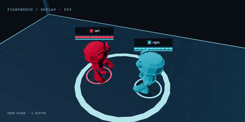Two arena robots facing off