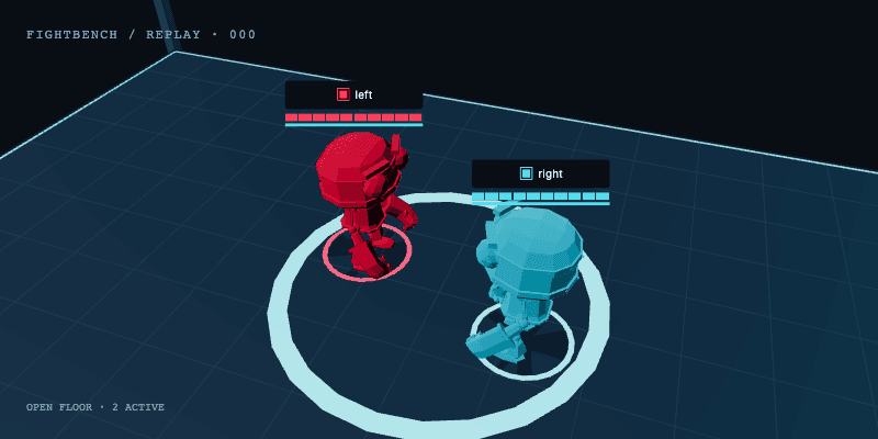 Two arena robots facing off