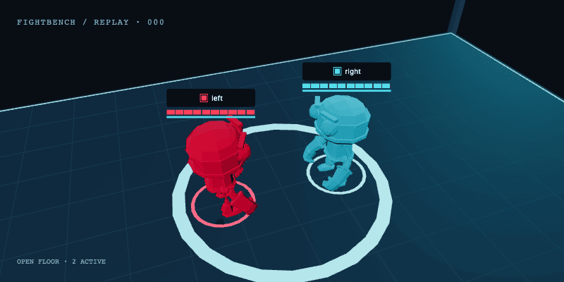 Two arena robots facing off