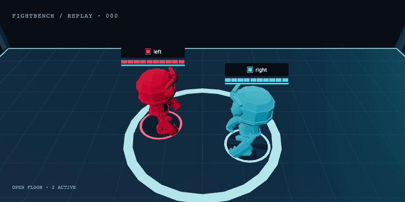 Two arena robots facing off