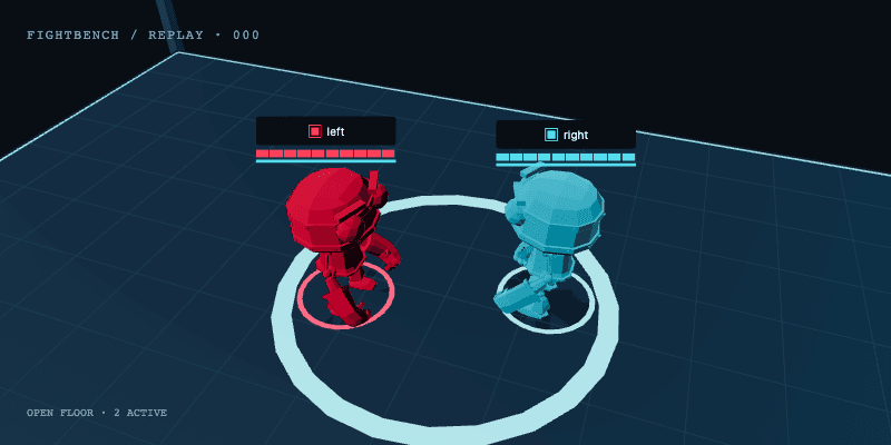 Two arena robots facing off