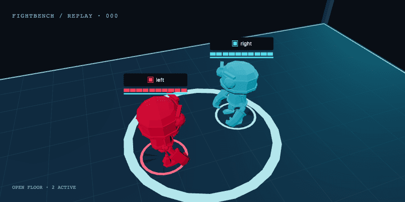 Two arena robots facing off