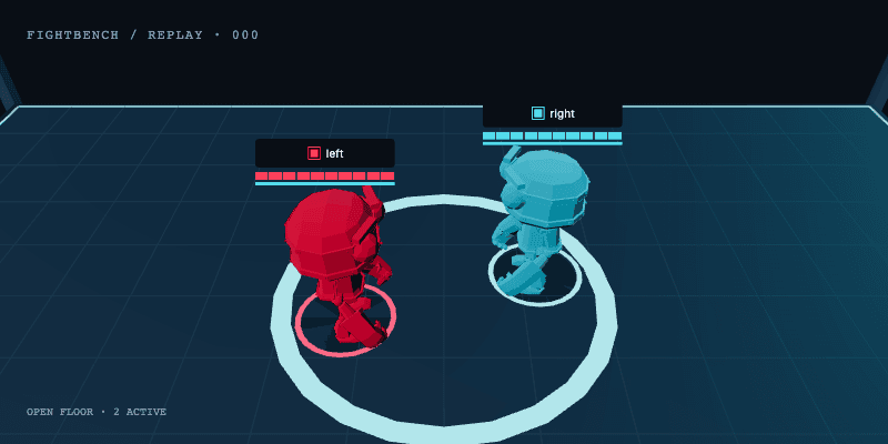 Two arena robots facing off