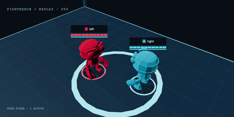 Two arena robots facing off