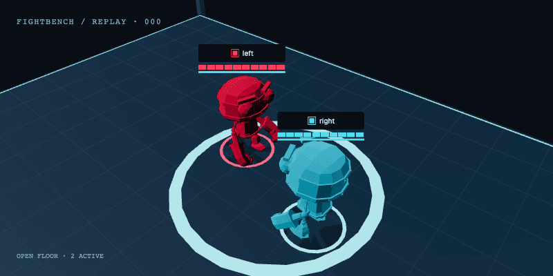 Two arena robots facing off